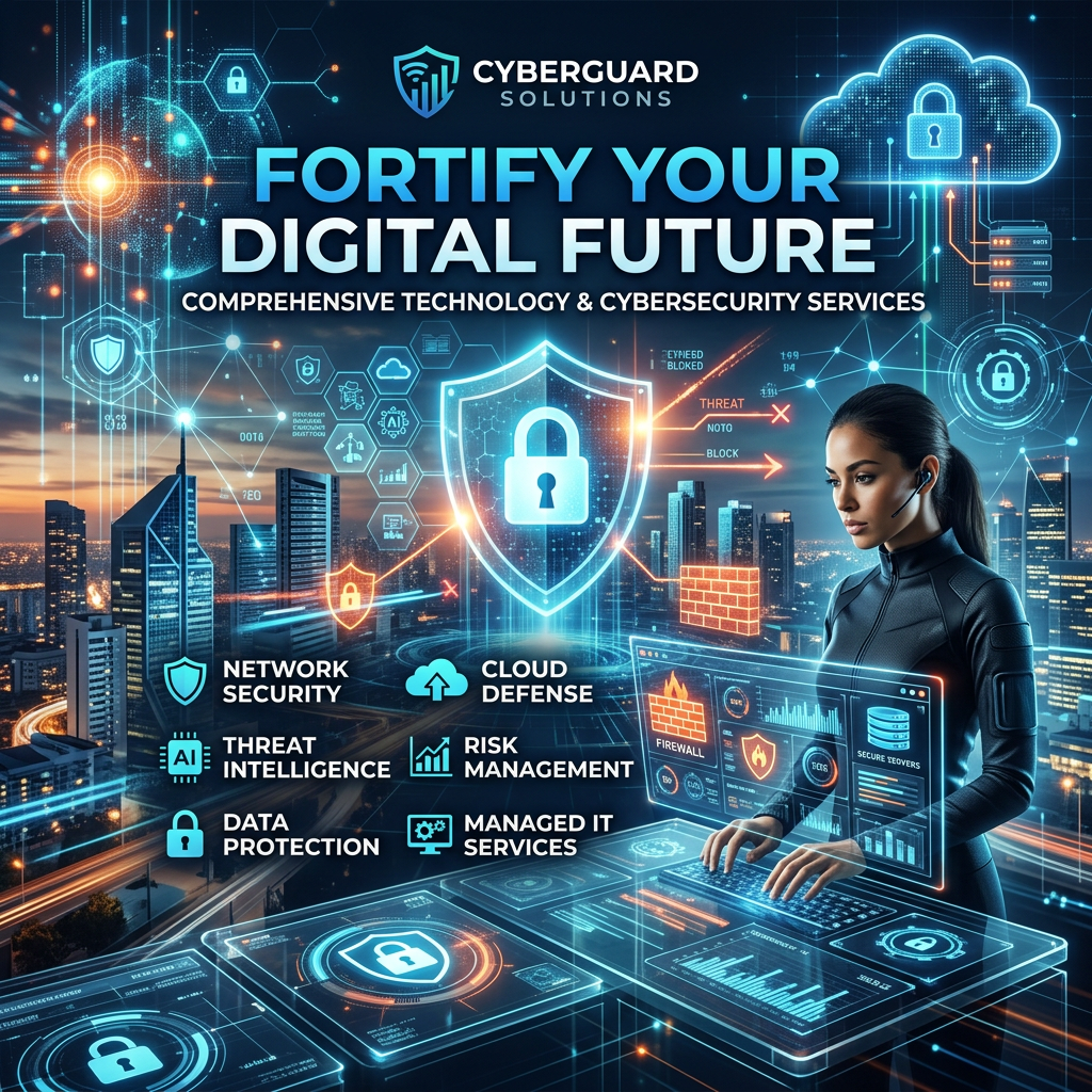 Woman using futuristic cybersecurity technology to protect networks and data